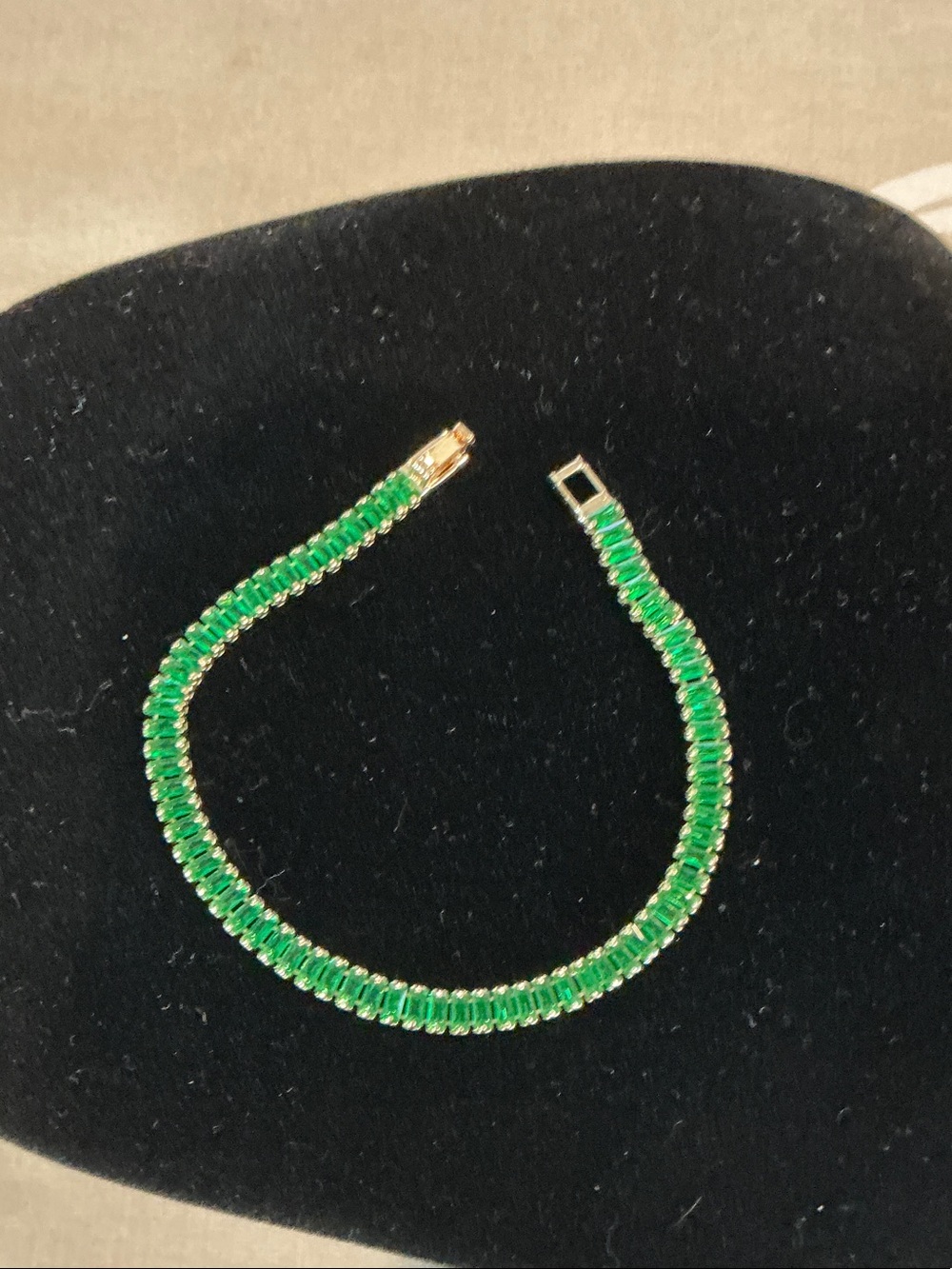 Gold-Plated Green Crystal Tennis Bracelet - Women Jewelry